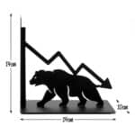 Bull and Bear Metal Bookend Set for Shelf Display (Black)