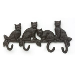 Cast Iron Cat Tail Coat Rack Wall Mounted (4 Hook Rail)