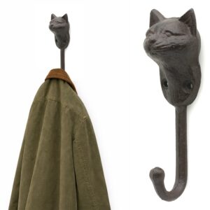 Cast Iron Cat Wall Hook – Decorative Heavy Duty Metal Hanger