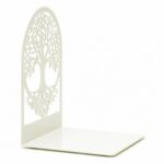 Tree of Life Silhouette Metal Bookend Set for Shelf Display (White)