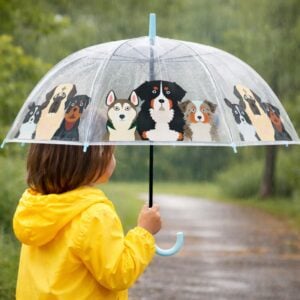 Clear Dog Design Printed Dome Umbrella for Kids (86.5 cm)