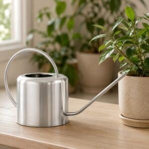 Galvanised Metal Indoor Watering Can 1.9L (Silver Chrome)