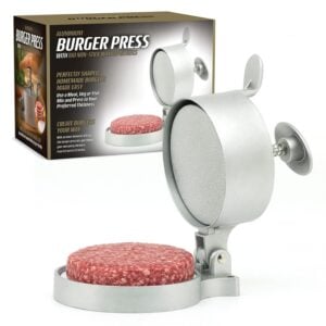 Metal Aluminium Burger Press with 100 Wax Paper Discs (11cm)