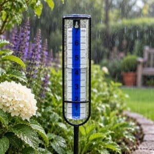 7 Inch Garden Rain Gauge with Metal 2-Part Ground Spike (75cm)